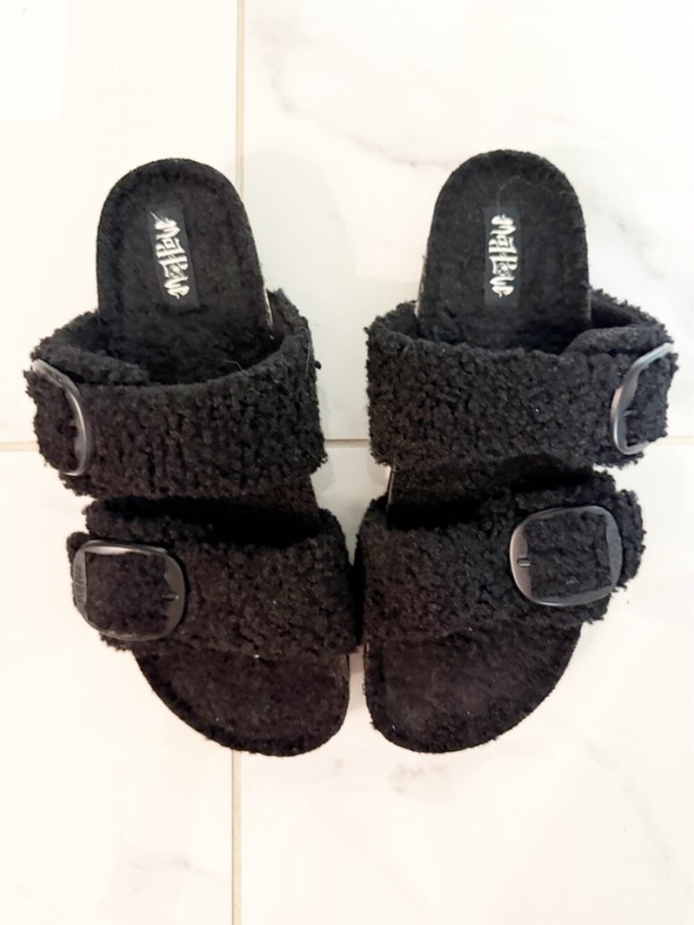 Mad Love Selema Black Boucle Lined Footbed Sandals 9 - Picture 4 of 11